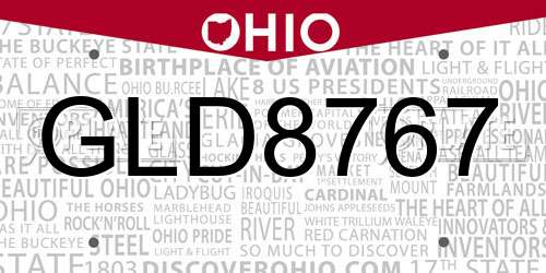 GLD8767 Ohio License Plate