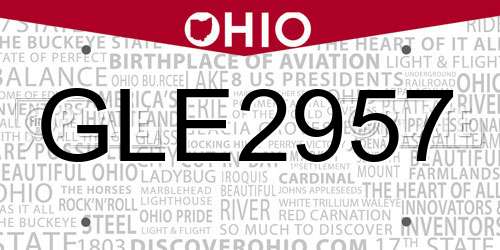 GLE2957 Ohio License Plate
