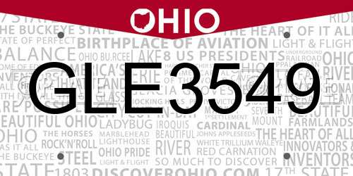 GLE3549 Ohio License Plate
