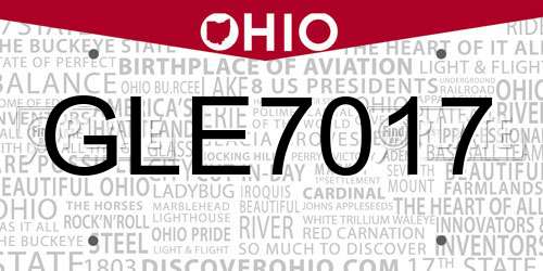 GLE7017 Ohio License Plate