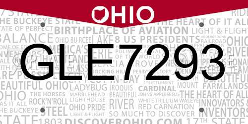 GLE7293 Ohio License Plate