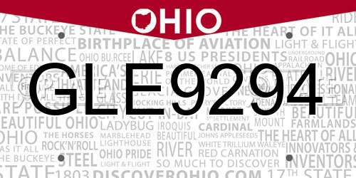 GLE9294 Ohio License Plate
