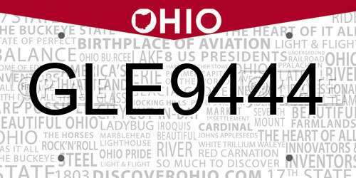 GLE9444 Ohio License Plate