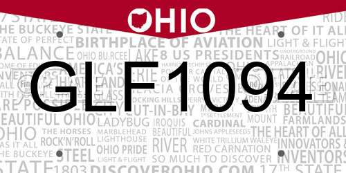 GLF1094 Ohio License Plate