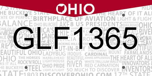 GLF1365 Ohio License Plate