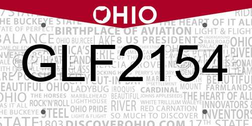 GLF2154 Ohio License Plate