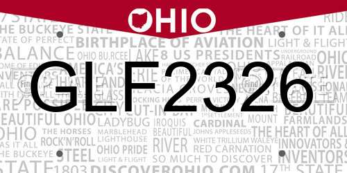 GLF2326 Ohio License Plate