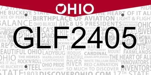 GLF2405 Ohio License Plate