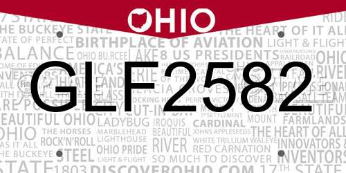GLF2582 Ohio License Plate