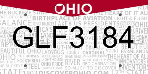 GLF3184 Ohio License Plate