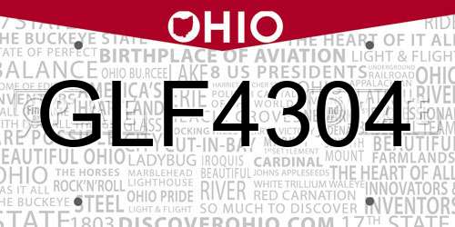 GLF4304 Ohio License Plate