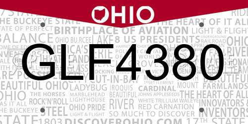 GLF4380 Ohio License Plate