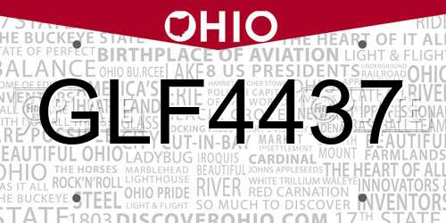 GLF4437 Ohio License Plate