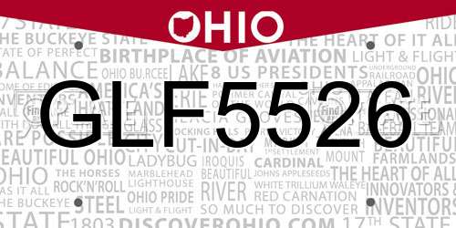 GLF5526 Ohio License Plate