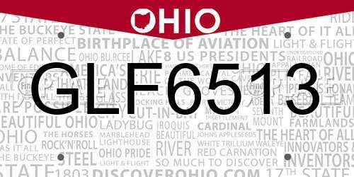 GLF6513 Ohio License Plate