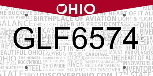 GLF6574 Ohio License Plate