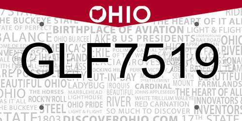 GLF7519 Ohio License Plate
