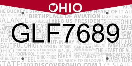 GLF7689 Ohio License Plate