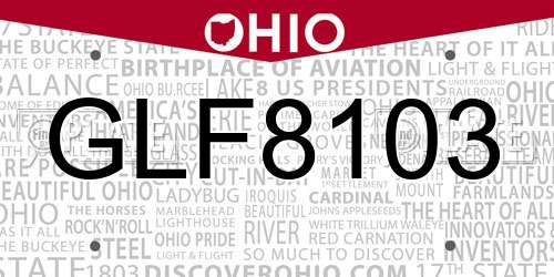 GLF8103 Ohio License Plate
