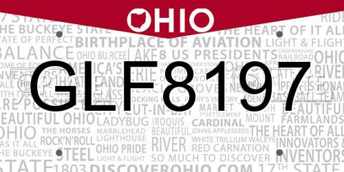 GLF8197 Ohio License Plate