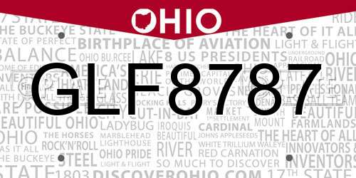 GLF8787 Ohio License Plate