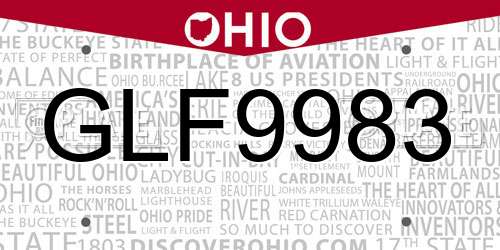 GLF9983 Ohio License Plate