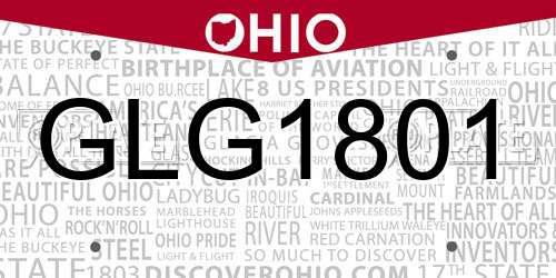 GLG1801 Ohio License Plate