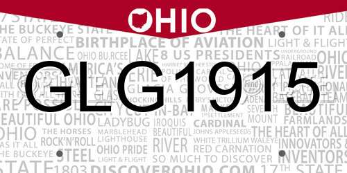 GLG1915 Ohio License Plate