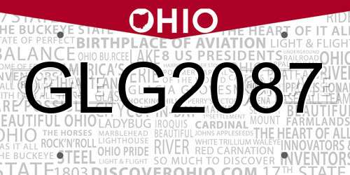 GLG2087 Ohio License Plate