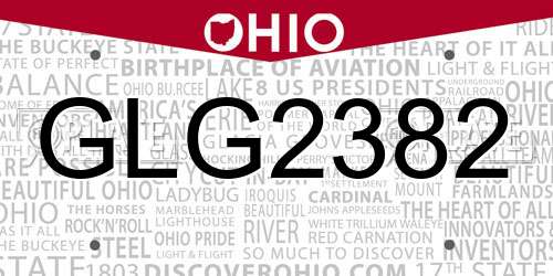 GLG2382 Ohio License Plate
