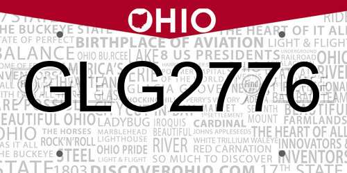 GLG2776 Ohio License Plate