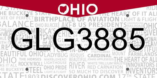 GLG3885 Ohio License Plate