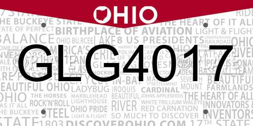 GLG4017 Ohio License Plate