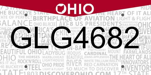 GLG4682 Ohio License Plate