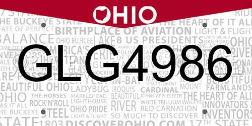 GLG4986 Ohio License Plate