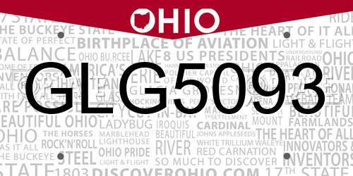 GLG5093 Ohio License Plate