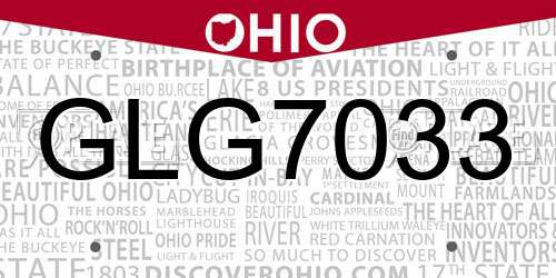 GLG7033 Ohio License Plate