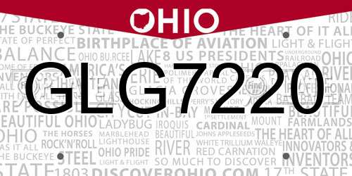 GLG7220 Ohio License Plate