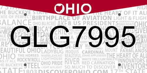 GLG7995 Ohio License Plate