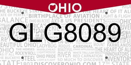 GLG8089 Ohio License Plate