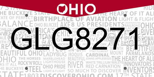GLG8271 Ohio License Plate