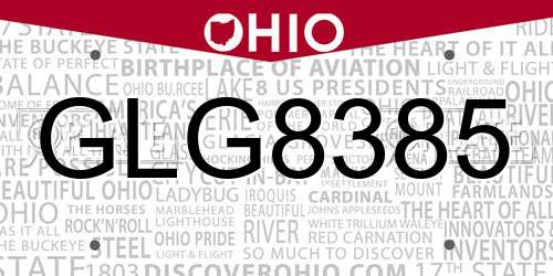 GLG8385 Ohio License Plate