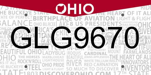 GLG9670 Ohio License Plate