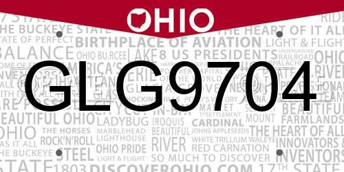 GLG9704 Ohio License Plate