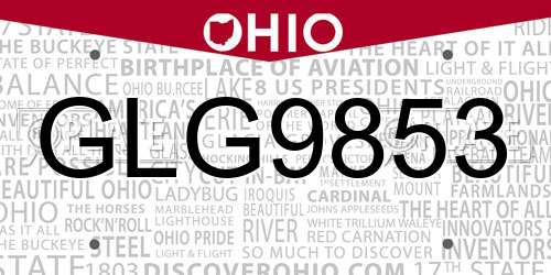 GLG9853 Ohio License Plate