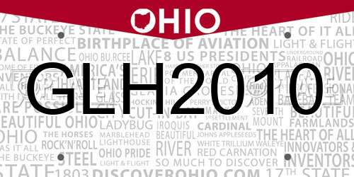 GLH2010 Ohio License Plate