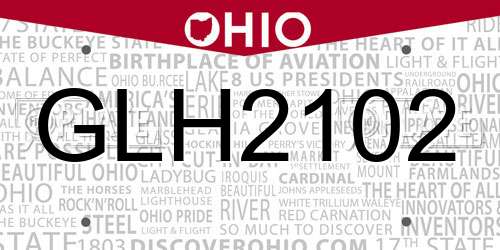 GLH2102 Ohio License Plate