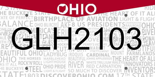 GLH2103 Ohio License Plate