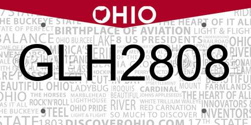 GLH2808 Ohio License Plate