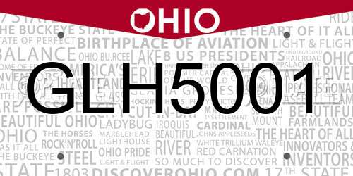 GLH5001 Ohio License Plate